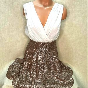 Double Zero white/gold cocktail dress sz small